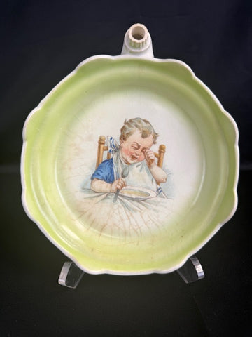 Antique Czech Ceramic Baby Warming Plate