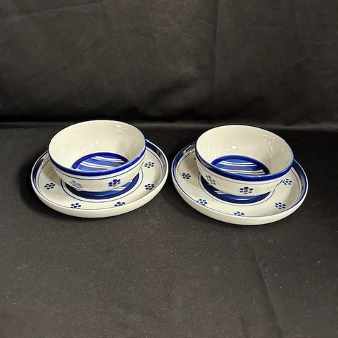 Dansk Blue Flower Bowl & Plate Set