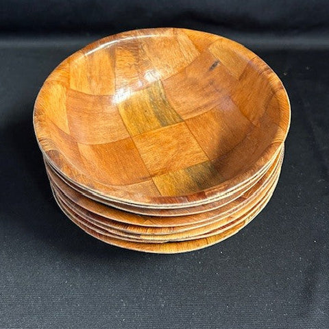 Set of 8 Woven Wooden Bowls