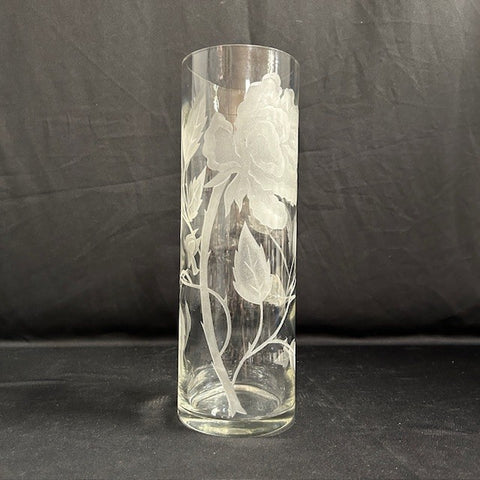 Frosted Etched Flower Vase