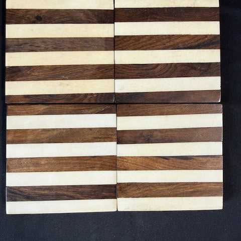 Striped Wood Coaster Set