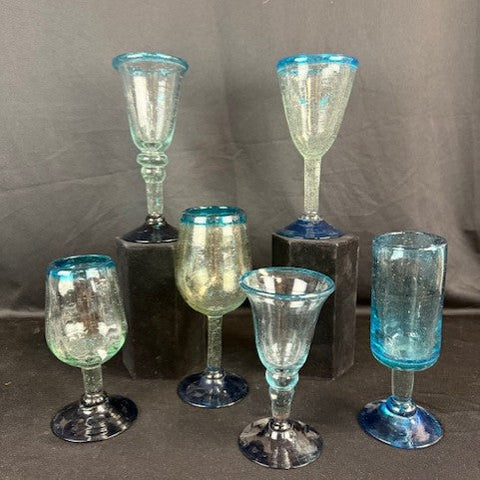 Six Mexican Hand Blown Glasses