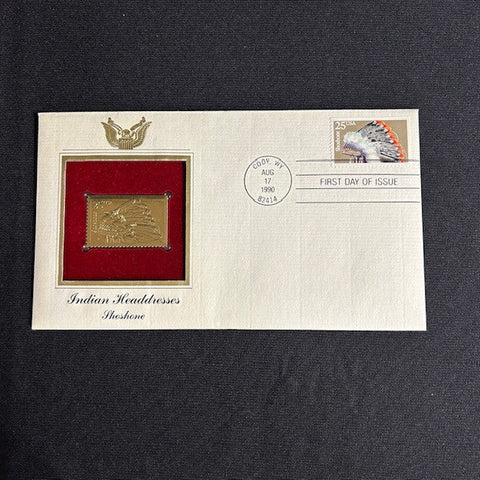 VTG 22K Gold Plated Indian Headdress Stamp