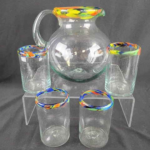 Mexican Confetti Glass Pitcher & Glasses