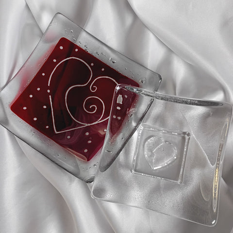 Two Square Heart Dishes
