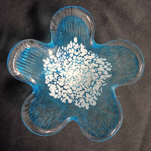Art Glass Flower Trinket Dish