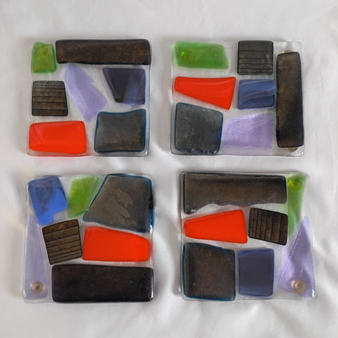 Set of 4 Art Glass Coasters