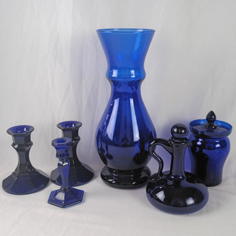 VTG Cobalt Glass Table Set