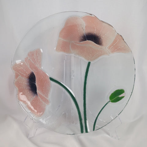 Art Glass Poppy Platter