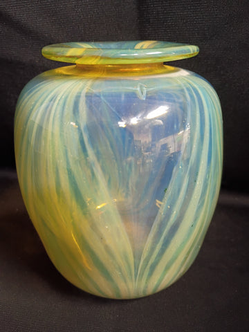 VTG Feathered Art Glass Vase