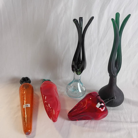 Set of 5 Mexican Art Glass Vegetables