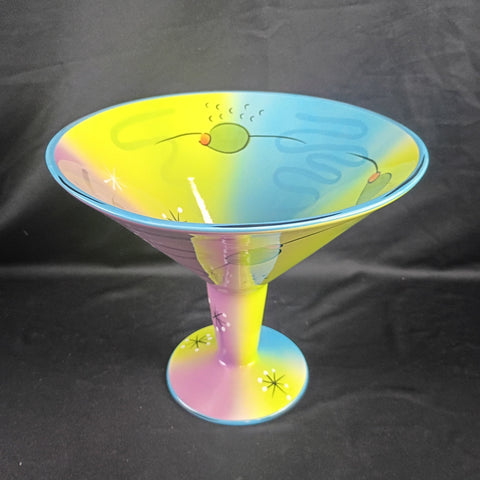 Clay Art Hand Painted Ceramic Martini Glass