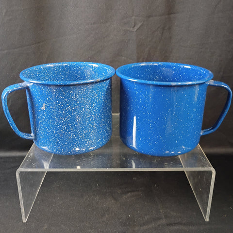 Two Cinsa Enamelware Mugs