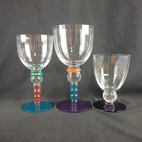 Set of 3 VTG Kosta Boda Art Glass Goblets