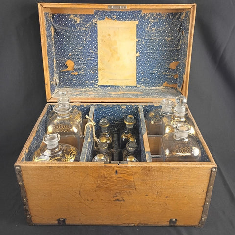 Antique Sea Captain's Liquor Box W/ Bottles