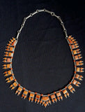 VTG Navajo Silver & Spiny Oyster Shell Necklace by David & Alice Lister
