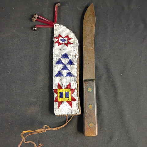 Antique Sioux or Cheyenne Beaded Sheath w/ Knife