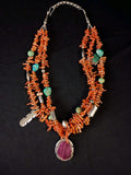 VTG Kewa Coral & Turquoise Necklace by Jimmy Calabaza