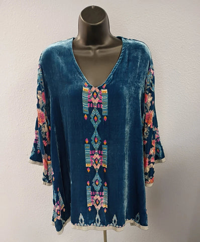 Johnny Was Silk Burnout Fabiana Top Sz Med