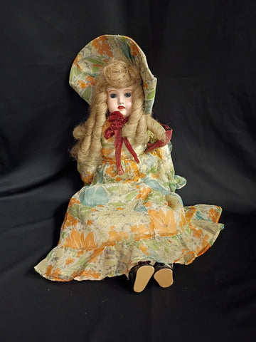 Antique German Bisque Face Jointed Leather Body Doll