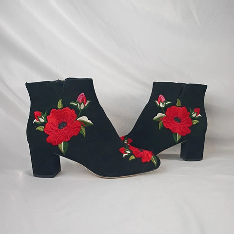 Kate Spade Embroidered Suede Booties Sz 9