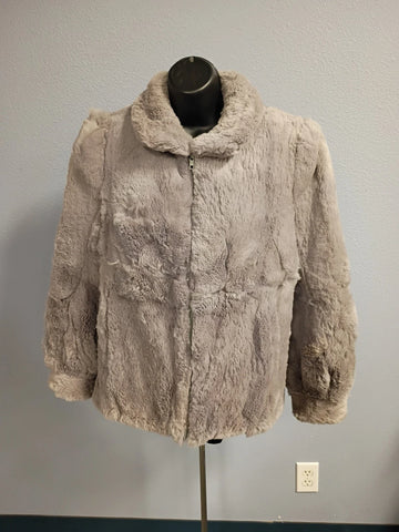Mademoiselle Genuine Rabbit Fur Gray Jacket Size Large