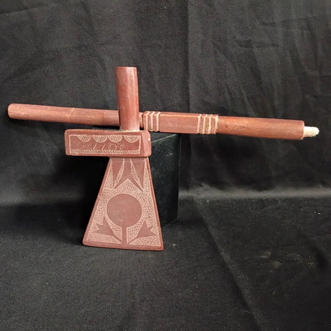 Antique 19C High Plains Indian Tomahawk Pipe & Stem