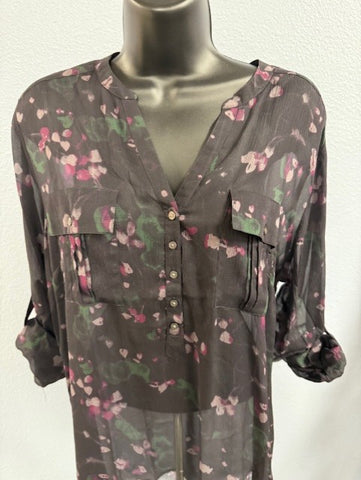 NWT Eddie Bauer Silk Popover Blouse Sz L