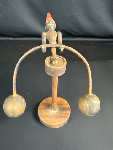 VTG Wooden Folk Art Kinetic Balancing Acrobat Man