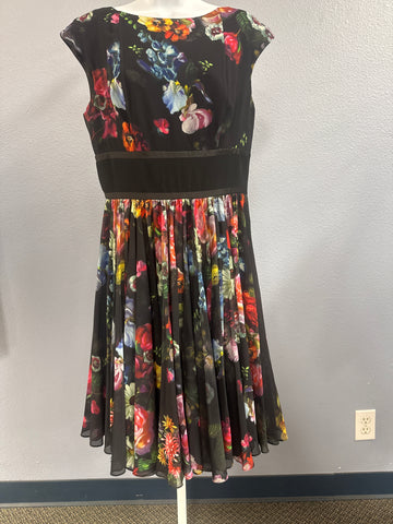 Ted Baker Dresses | Ted NWT Baker Black Floral Knee-length Dress | Color: Black | Size: Size 1 Uk