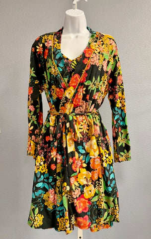 Johnny Was Pocca Camisole and Robe Floral Set L