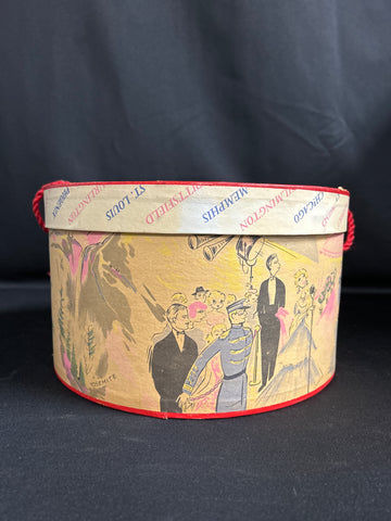 50's Cardboard Hat Box Fashion Travel Art Glamor