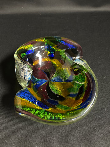 VTG MCM Murano Colorful Swirled Glass Bowl