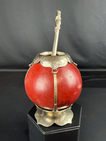 Leather-Wrapped Yerba Mate Gourd Cup