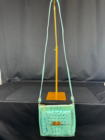 Brahmin Turquoise Leather Croc Embossed handbag