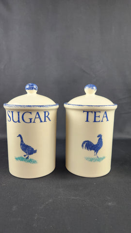 VTG Dorset Delft Sugar and Tea Canisters