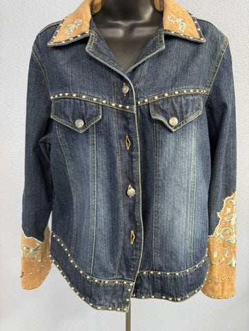 Gordon James Denim/Suede Trim Jacket Size Lg