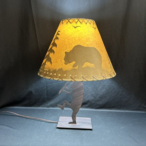 Rustic Lamp with Kokopelli Metal Figure & 2 Shades