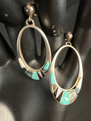 Pam Daniel/Calvin Begay Sterling Silver Earrings