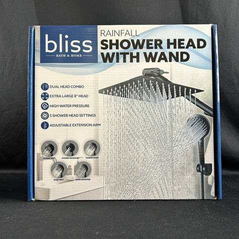 NIB Bliss Rainfall Shower Head with Wand