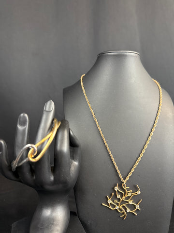Disney Beauty & Beast Tree Necklace & Silver & Gold Tone Bracelet