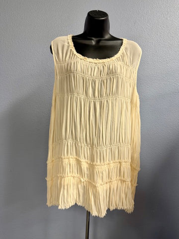 NWT Theory Ruched Silk Georgette Beige Dress L