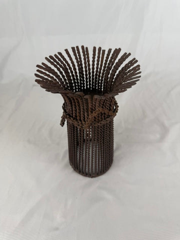Rustic Style Heavy Wheat Stalk Sheaf Twisted Metal Candle Holder