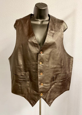 VTG Harrods Gomshall Fine Dark Brown Leather Vest L