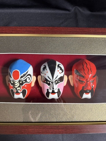 Vtg Chinese Opera hand painted masks (3)