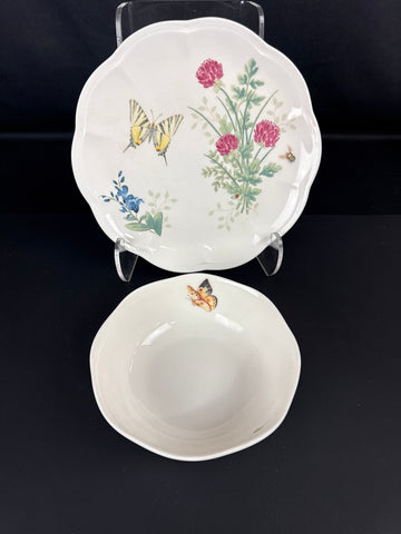 Lenox Butterfly 9 in scalloped dish and 6 in scalloped bowl
