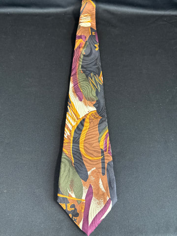 Neiman Marcus Imported Silk Abstract Rusts Purple Tie