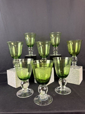 VTG Salute Cobalt Green Goblets; Set of 8