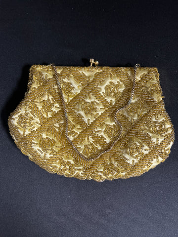 VTG Gold Beaded Evening Bag