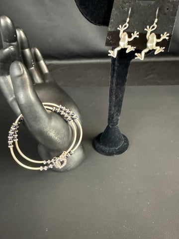 Danforth Pewter Frogs & Silver-Tone Bracelet Set